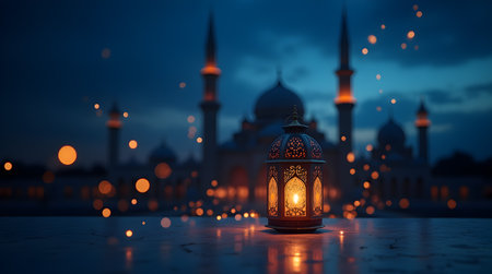 A lantern ramadan islamic , eid mubarak, eid al adha Elegant eid al adha, Eid mubarak islamic greeting card,の写真素材