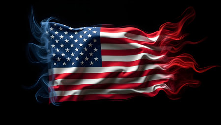 A Flowing smoke forming USA flag smoke, American flag, Photo Illustration Image Picture Photographyの写真素材
