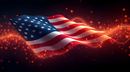 A American Flag Sparkler Fiery dynamic sparkling particles. Perfect patriotic celebrations, Photo Illustration Image Picture Photography Wallpaper Backgroundsの写真素材
