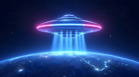 A captivating image of an unidentified flying object. Photo, image, picture, photography, wallpaper, backgrounds.の写真素材