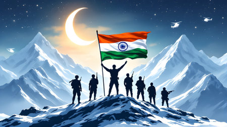 A Kargil Vijay Diwas, victory day, silhouette, Indian Army Soldier Warrior, army day, Indian...