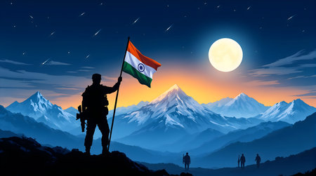 A Kargil Vijay Diwas, victory day, silhouette, indian Army Soldier Warrior, army day, Indian...