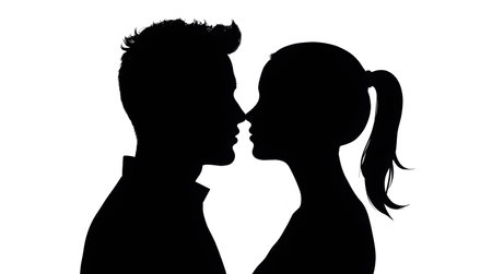A Couple Lovers Kissing Romantic Moment Silhouette, Valentine Day, Kissing Day, Kiss, Boyfriend Girlfriend Love, Friends Photo Illustration Image Picture Photography Wallpaperの写真素材