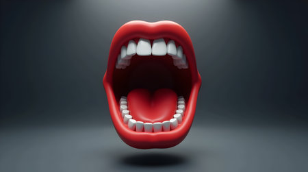 A Big funny smile. Humorous atmosphere.の写真素材