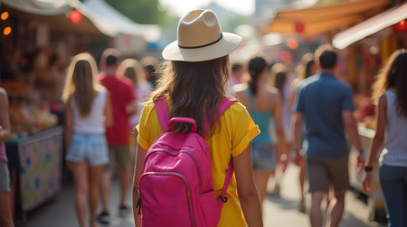 A Young Asian traveling women walking looking chatujak weekend walking street market in evening...