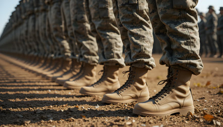 The Line Of Soldiers Bootsの写真素材