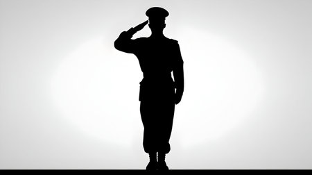 Silhouette Of Soldier Woman And Man Salute On White, Illustration Image Picture