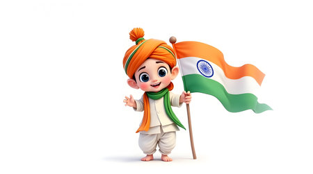 A Indian Independence Day, India Republic Day, Cartoon Character Smiley Face, Isolate On Transparent Backgrounds, Celebrate Festivalの写真素材