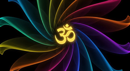 A Radiant Spiral Om Symbol Art, Om Namah Shivaya Divine Cosmic Glow for Meditation, Spirituality,...