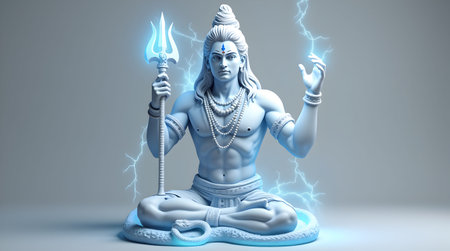 A Mahadev Lord Shiva Shankar Bholenath Meditating with Trishul Lightning Energy for Maha Shivaratri...