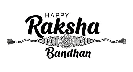 A Happy Raksha Bandhan Greeting with Traditional Rakhi Illustration Celebrating the Sacred Bond of Love and Protection Between Brother and Sisterの写真素材