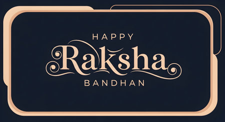 A Minimal Elegant Happy Raksha Bandhan Greeting Design with Stylish Typography on Dark Background for Indian Festival Poster Banner Card and Social Media Useの写真素材