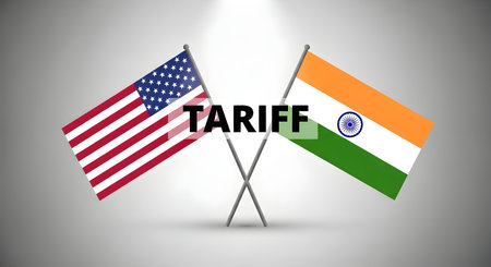 A India America tariff trade imports exports duties sanctions economy policy government business market global finance protectionism recession inflation newsの写真素材