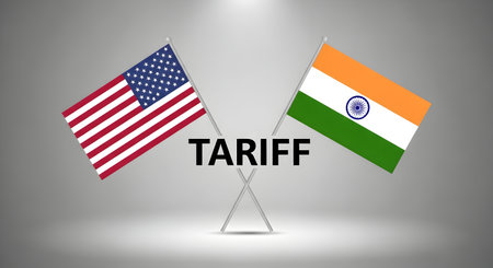 A India America tariff trade imports exports duties sanctions economy policy government business market global finance protectionism recession inflation newsの写真素材