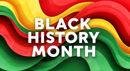 A vibrant and modern background with flowing red yellow and green waves for a Black History Month...