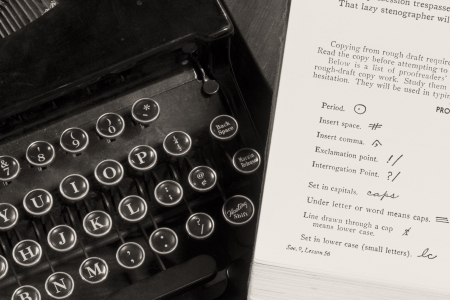 Vintage Typing Lessons - Vintage Typing Lessons from Antique Bookの写真素材