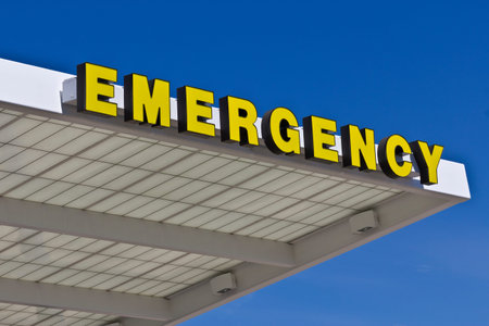 Yellow Emergency Entrance Sign for a Local Hospital VIII