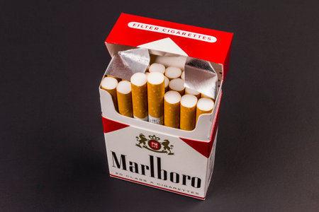 Indianapolis - Circa August 2016: Marlboro Cigarettes. Marlboro is a product of the Altria Group VIのeditorial素材