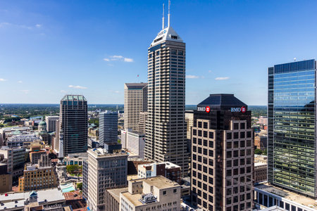 Indianapolis - Circa September 2016: Indianapolis Downtown Skyline on a Sunny Day IIのeditorial素材
