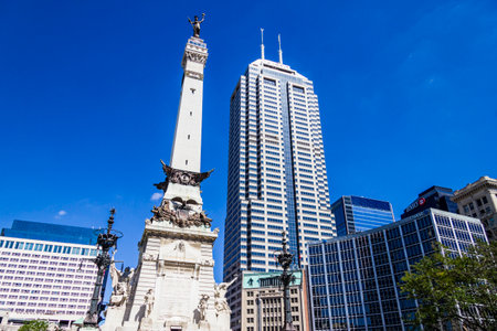 Indianapolis - Circa September 2016: Indianapolis Downtown Skyline from Monument Circle IIIのeditorial素材