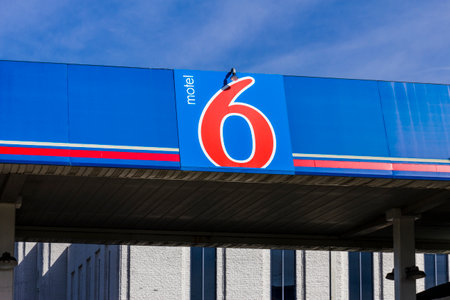 Kokomo - Circa October 2016: Motel 6 Logo and Signage. Motel 6 is a major chain of budget motels Iのeditorial素材