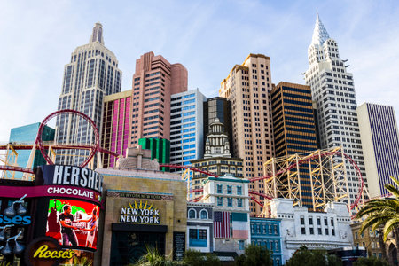 Las Vegas - Circa December 2016: Facade of the New York-New York Hotel and Casino, its Architecture...