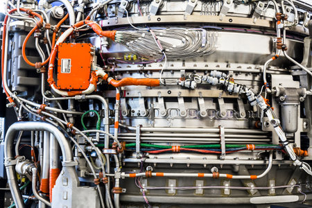 Indianapolis - Circa January 2017: Exterior of an F135 Jet Engine, Part of the Rolls-Royce...