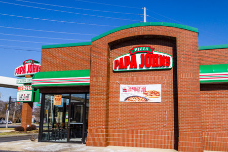 Indianapolis - Circa February 2017: Papa John's Take-Out Pizza Restaurant. Papa John's is the third largest take-out and pizza delivery chain in the world Vのeditorial素材