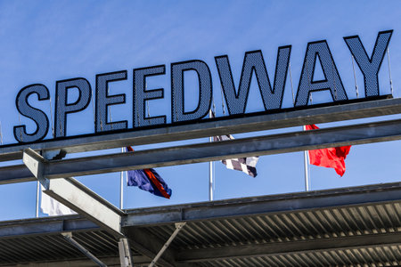 Indianapolis - Circa February 2017: Gate One Entrance at Indianapolis Motor Speedway. IMS Prepares for the 101st Running of the Indy 500 Vのeditorial素材