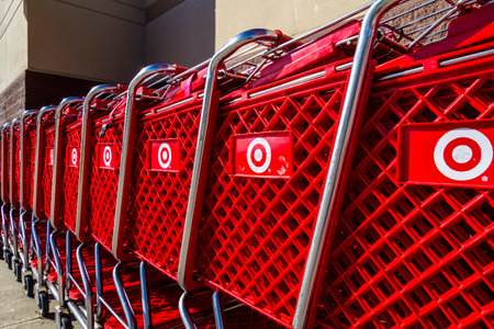 Indianapolis - Circa February 2017: Target Retail Store Baskets. Target Sells Home Goods, Clothing and Electronics XIIIのeditorial素材