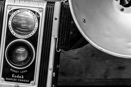Indianapolis - Circa February 2017: Kodak Duaflex Camera with Kodet Fixed Lens. Kodak Duaflex Cameras were popular from the 40s to the 80s Iのeditorial素材