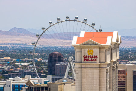 Las Vegas - Circa July 2017: Caesars Entertainment Corporation properties - Caesars Palace, The Linq and the High Roller. CZR owns over 50 casinos and hotels Iのeditorial素材