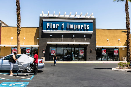 Las Vegas - Circa July 2017: Pier 1 Imports Retail Strip Mall Location. Pier 1 Imports Home...