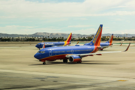 Las Vegas - Circa July 2017: Southwest Airlines Boeing 737s preparing for departure. Southwest is the largest low-cost carrier in the world IIのeditorial素材