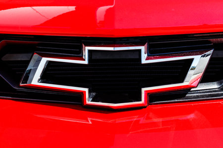 Indianapolis - Circa March 2018: Chevrolet Camaro Bowtie Emblem at a Chevy Dealership. Chevrolet is a Division of General Motors Iのeditorial素材