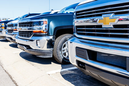 Indianapolis - Circa March 2018: Chevrolet Trucks at a Chevy Dealership. Chevrolet is a Division of General Motors Vのeditorial素材