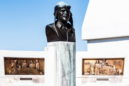 Indianapolis - Circa March 2018: Bust and plaque honoring Louis Chevrolet at Indianapolis Motor Speedway. Chevy has long been a staple of racing at IMS VIIIのeditorial素材