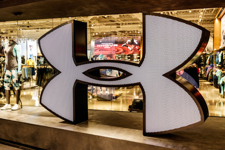 Indianapolis - Circa April 2018: Under Armour retail mall location. Under Armour manufactures a...
