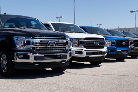 Lafayette - Circa April 2018: Local Ford Car and Truck Dealership. Ford sells products under the Lincoln and Motorcraft brands IXのeditorial素材
