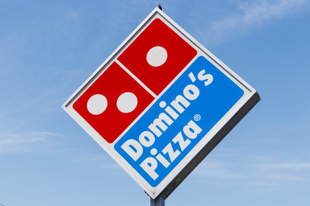 Peru - Circa May 2018: Domino's Pizza Carryout Restaurant. Dominos is consistently one of the top five companies in terms of online transactions Iのeditorial素材