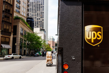 Chicago - Circa May 2018: United Parcel Service Delivery Truck. UPS is the World's Largest Package Delivery Company Iのeditorial素材