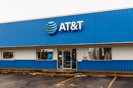 Peru - Circa January 2019: AT&T Mobility Wireless Retail Store. AT&T now offers IPTV, VoIP, Cell Phones and DirecTV IIIのeditorial素材