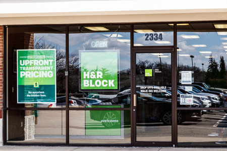 Indianapolis - Circa March 2019: H&R Block Retail Tax Preparation Location. Block Operates 12,000...
