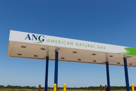 Dayton - Circa July 2019: American Natural Gas filling station. American Natural Gas designs, builds, owns, operates and maintains natural gas fueling stations for transportation Iのeditorial素材