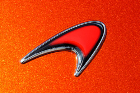 Indianapolis - Circa July 2019: McLaren logo on a sports car I
