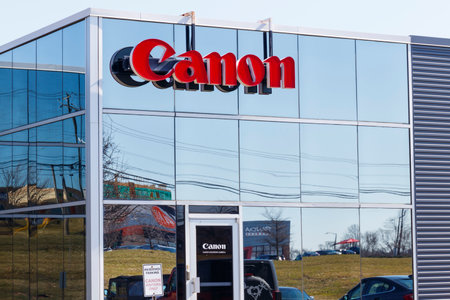 Mason - Circa February 2020: Canon Solutions office. Canon manufactures photography, imaging, and optical products.のeditorial素材