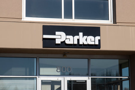 Indianapolis - Circa April 2020: Parker Hannifin Service Center and sales office. Parker Hannifin specializes in motion and control technologies.のeditorial素材