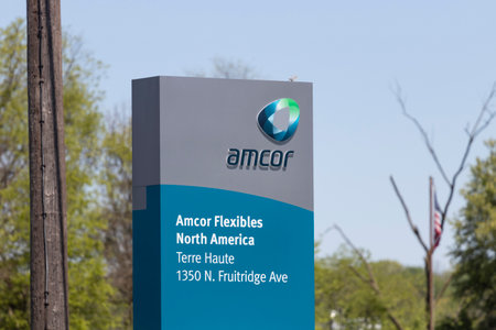 Terre Haute - Circa May 2020: Amcor Flexibles North America. Australian based packaging company Amcor is the largest packaging manufacturer.のeditorial素材