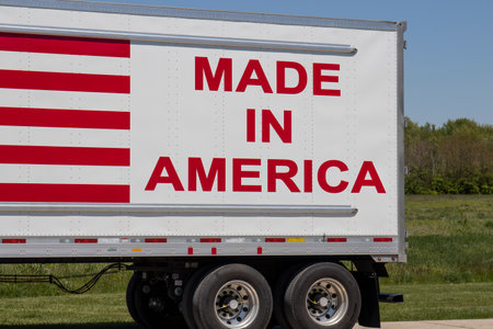 Terre Haute - Circa May 2020: Big rig truck with the motto Made In America painted on the side with red letters and stripes.のeditorial素材