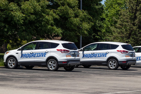 Indianapolis - Circa May 2020: Progressive Insurance Claims vehicles. Progressive insures...